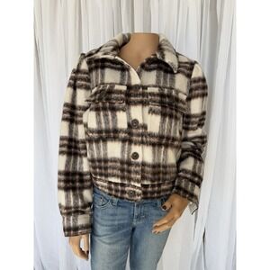 Gap Short Plaid Shacket in Brazen Brown size S NWT Gap Cropped Jacket *READ*